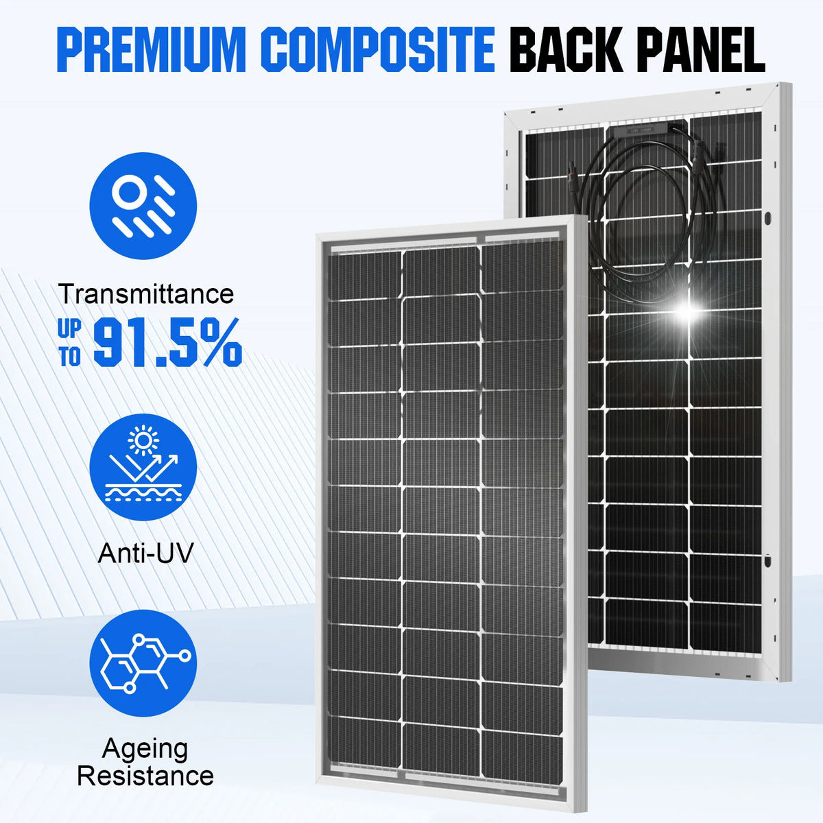 Panel solar bifacial ECO-WORTHY de 100 W y 12 V – Monocristalino