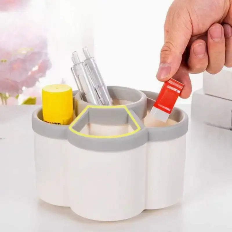 1 support à stylo rotatif mignon à 360 degrés, grande capacité, boîte de rangement multifonctionnelle pour papeterie de bureau, rangement de papeterie