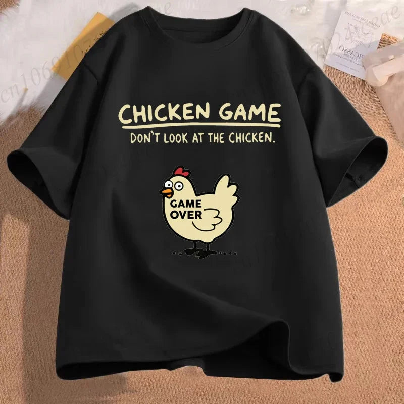 T-shirt homme amusant « Chicken Game Don't Look At The Chicken » – T-shirt imprimé – Hauts de mode pour hommes et femmes – Ropa Hombre