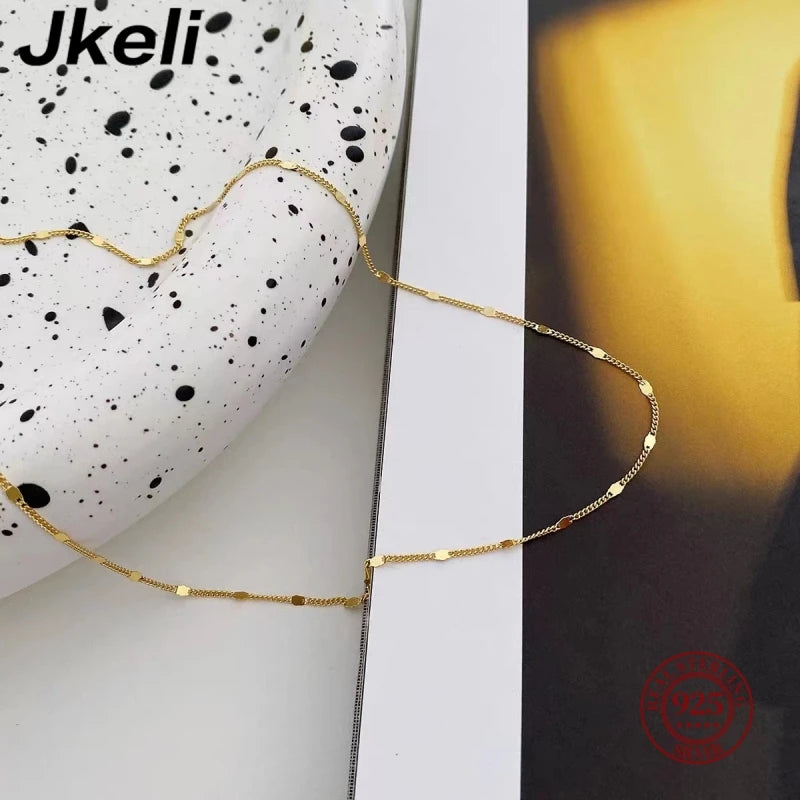 Jkeli  real 925 silver necklace women's sterling silver collarbone chain necklace glitter chain necklace silver jewelry