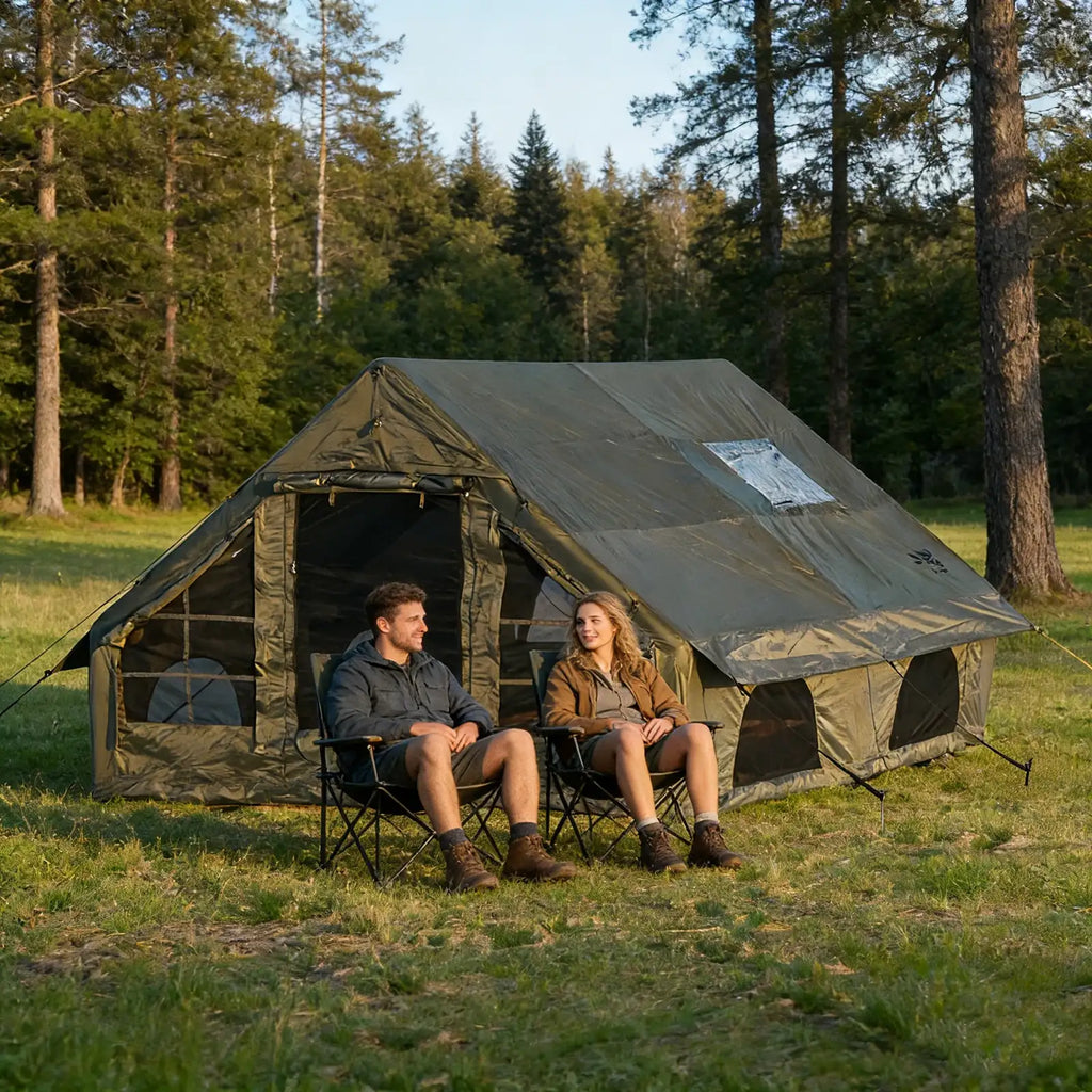 Tente de glamping gonflable PAKICETUS, abri familial 4 saisons résistant aux intempéries avec pompe manuelle