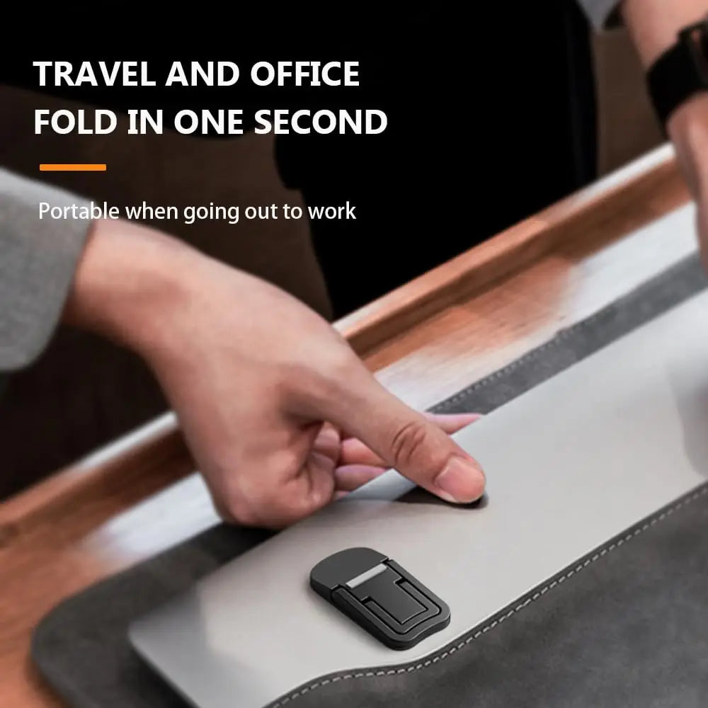 2PCS Mini Foldable Laptop Stand, Zinc Alloy Invisible Notebook Riser, Adjustable Angle Self-Adhesive Keyboard Lift for Desk