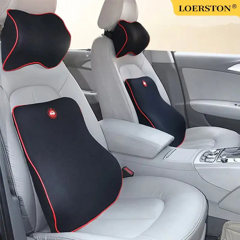 Memory Foam Car Seat Neck & Lumbar Pillow Set
