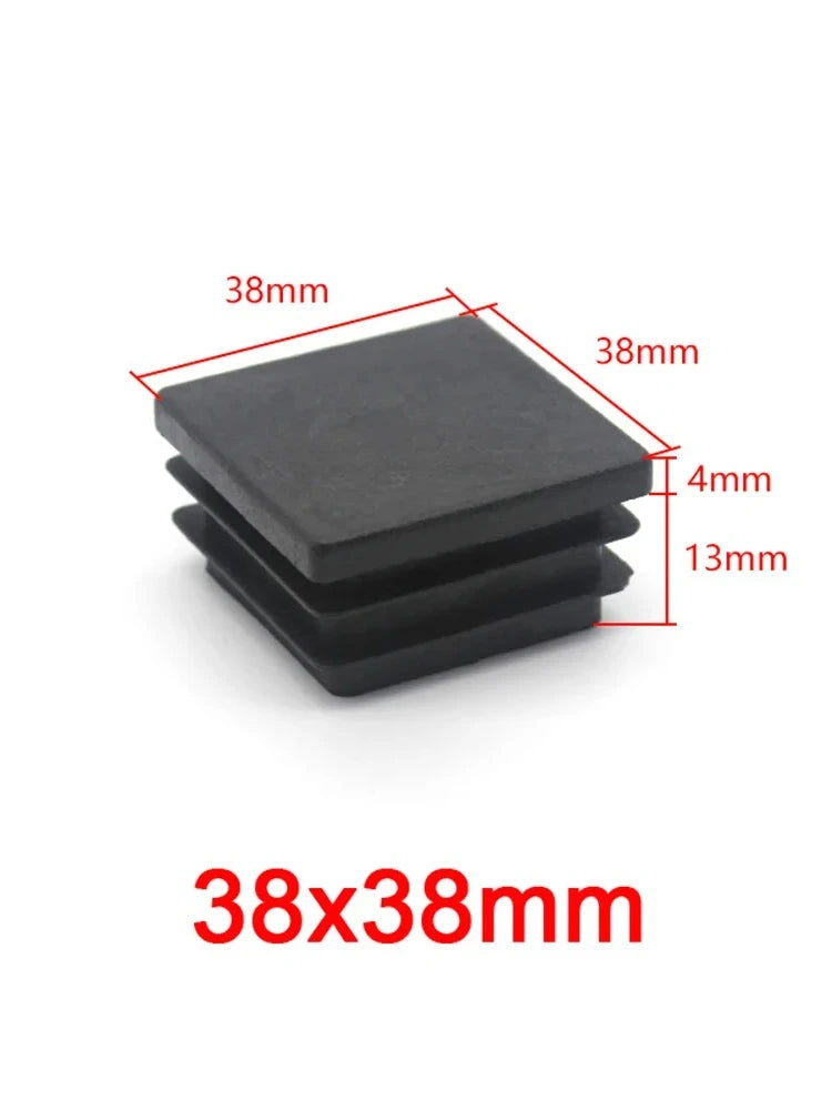 Bouchons d'extrémité noirs carrés en plastique 13x13mm-120x120mm pour pieds de meubles, inserts de tubes, bouchons décoratifs anti-poussière