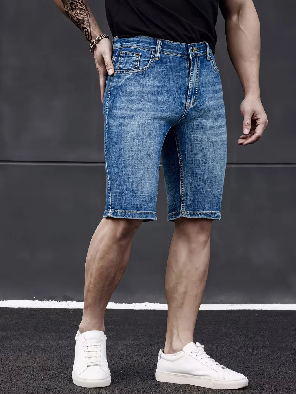 Shorts en jean moulants pour hommes, style classique 2026, nouvelle mode décontractée d'été, pantalon court fin et extensible, taille 40