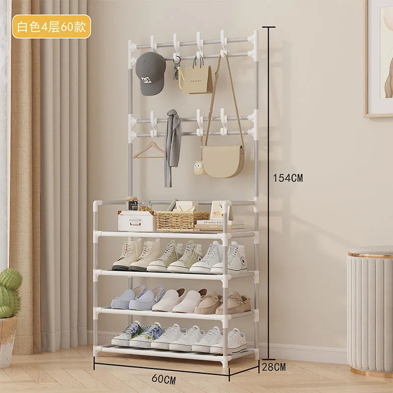 Shoe Rack Simple Door Household Integrated Hanger Multi-layer Storage Shoe Cabinet Floor Rack Shoes