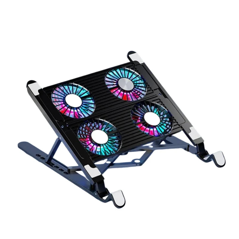 Base de refrigeración plegable para portátil con 4 ventiladores — Soporte portátil para portátiles de 13 a 17,3 pulgadas