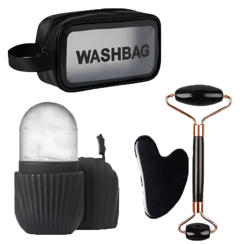 Rouleau de massage pour le visage et ensemble d'outils Gua Sha en option, 1 à 3 pièces, portable, pour les soins quotidiens du visage à domicile