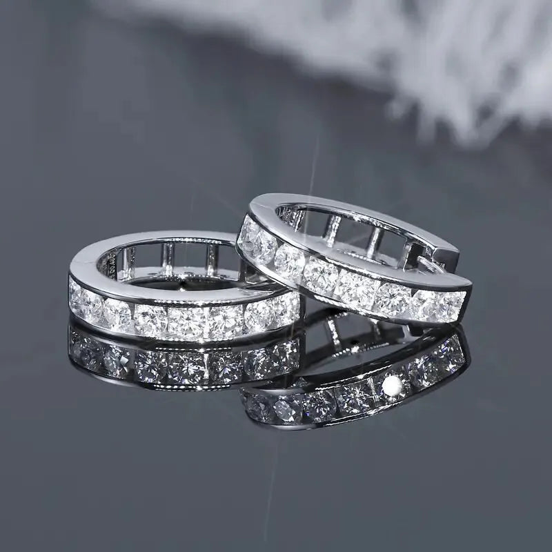 925 Sterling Silver Punk Hoop Earrings For Men Cubic Zirconia Huggie Cartilage Cuff Hypoallergenic Earrings Jewelry