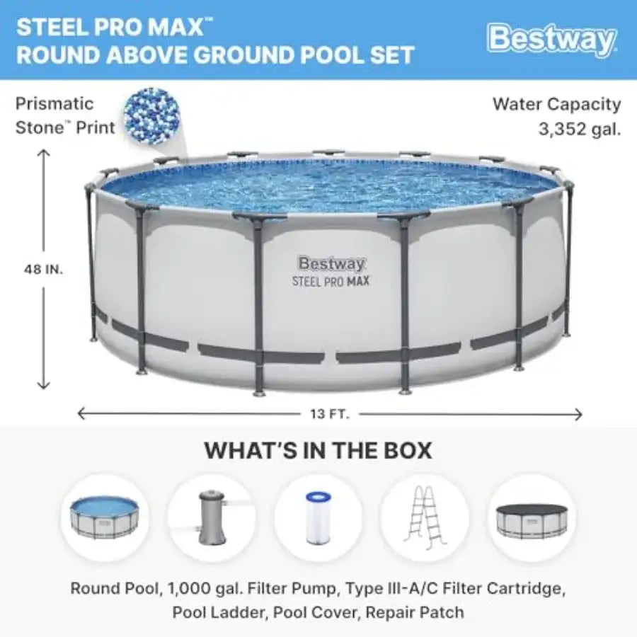 Steel Pro MAX Above Ground Pool – 13ft x 48in with Filter & Ladder