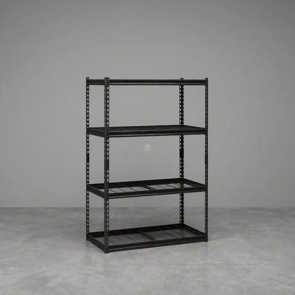 Étagère de rangement robuste réglable à 4 niveaux, capacité de charge de 2400 lb, étagère de rangement pour salon, étagère de présentation polyvalente pour garage, entrepôt, sous-sol, maison