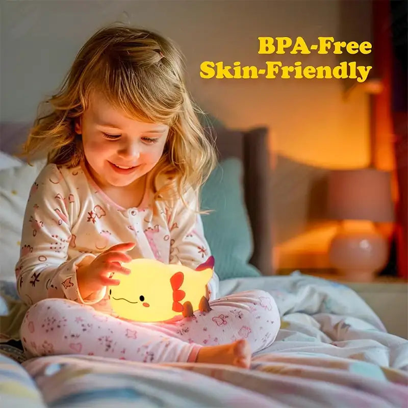 Veilleuse mignonne en silicone Axolotl avec contrôle tactile, rechargeable par USB, lampe de chevet pour bébé et enfants