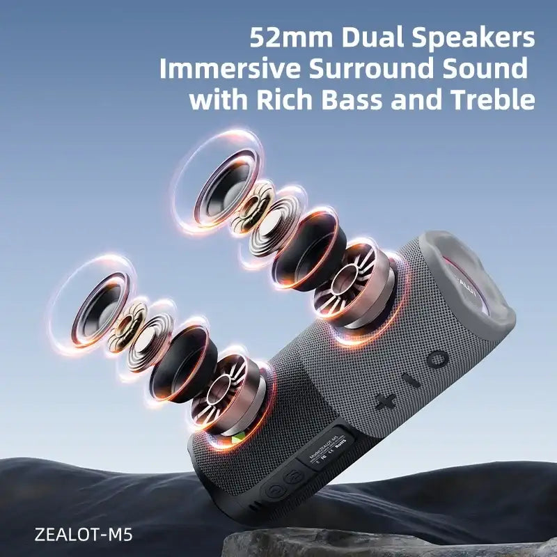 ZEALOT-M5 Magnetic Bluetooth Speaker 2-in-1 Power on Couplet Mini Speaker Macaron Color Dual Channel RGB Light Bluetooth 5.4