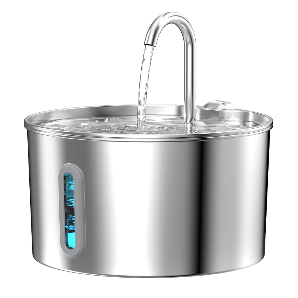 Fontaine à Eau Automatique pour Chat 2,2 L, Distributeur d'Eau en Acier Inoxydable pour Chiens, Pompe Ultra-silencieuse, Fontaine à Eau pour Plusieurs Animaux de Compagnie