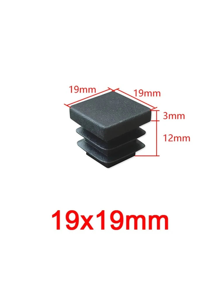 13x13mm-120x120mm Square Plastic Black Blanking End Caps Furniture Leg Tube Pipe Inserts Plugs Bung Decorative Dust Cover