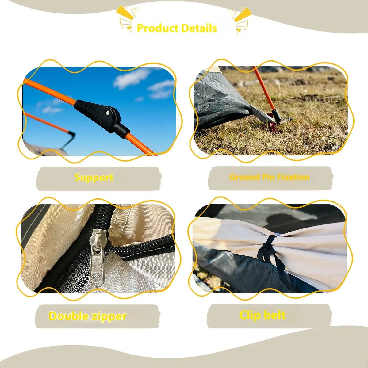 PAKICETUS automatisches Pop-up-Campingzelt für 2-4 Personen, sofort und schnell aufstellbares, tragbares winddichtes Zelt, leichtes Trekking-Zelt für Outdoor-Reisen, Wanderungen und Picknicks