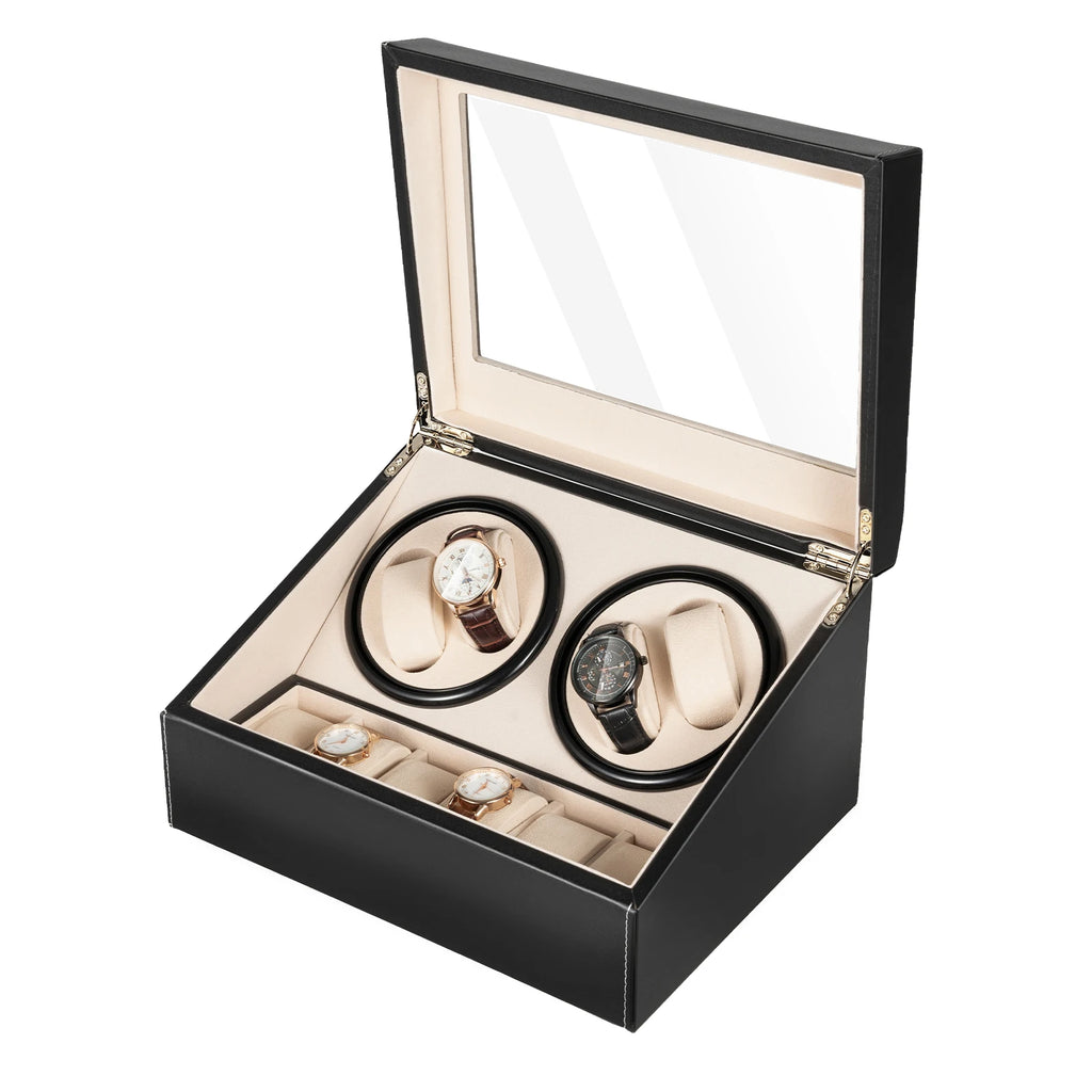 Caja para relojes automáticos de 4+6 espacios – Estuche expositor de joyería en piel sintética
