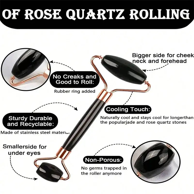 Rouleau de massage pour le visage et ensemble d'outils Gua Sha en option, 1 à 3 pièces, portable, pour les soins quotidiens du visage à domicile