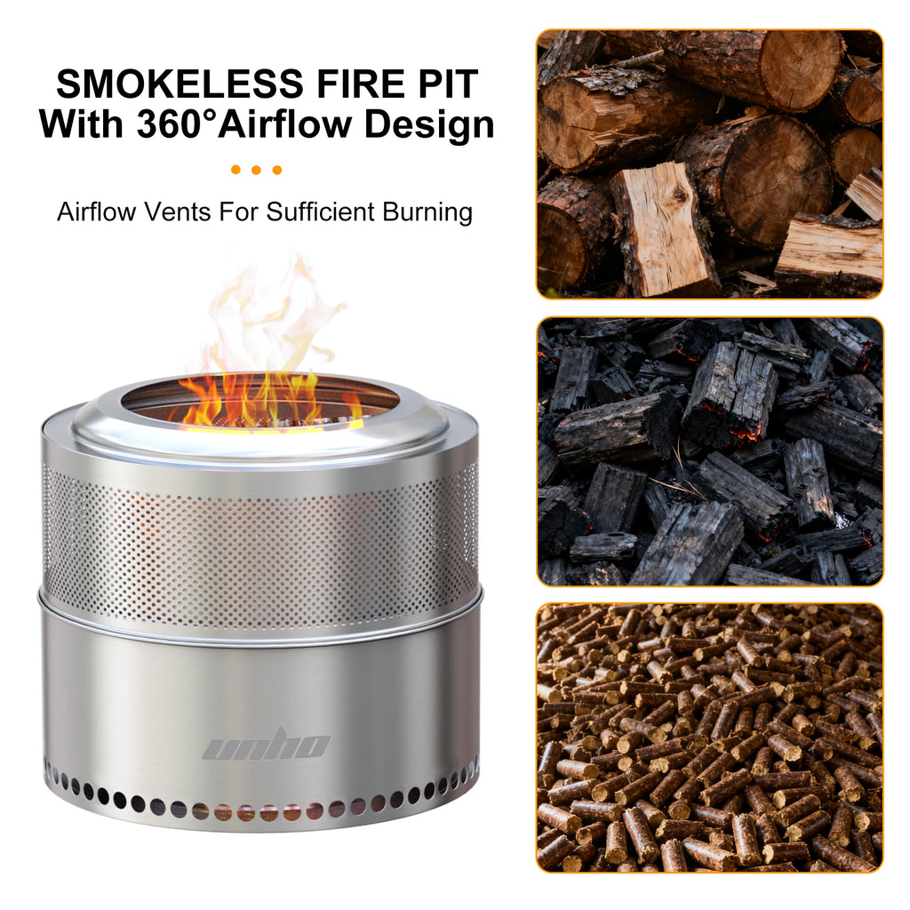 Smokeless Fire Pit – Stainless Steel Wood Burner with Carry Bag