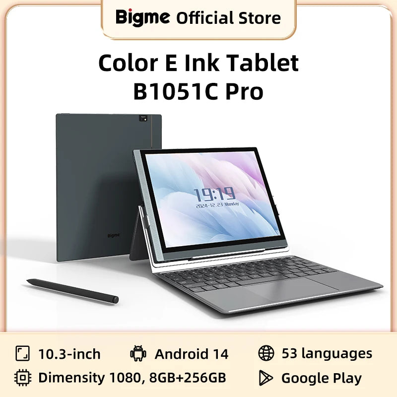 Lector de libros electrónicos Bigme B1051C Pro de 10.3'' con pantalla E-ink a color, sistema operativo Android 14, procesador Dimensity 1080, 8+256 GB, tableta de lectura electrónica, 300 PPI