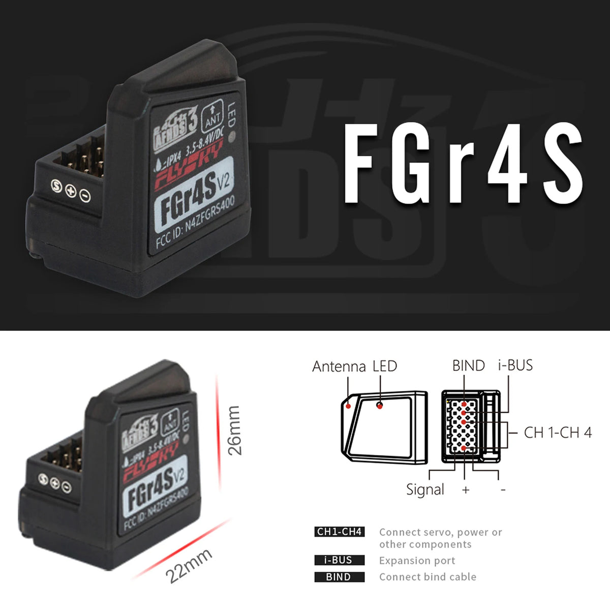 Émetteur radio Flysky Noble NB4+ 2.4G 8 voies – FGR4S & AFHDS3