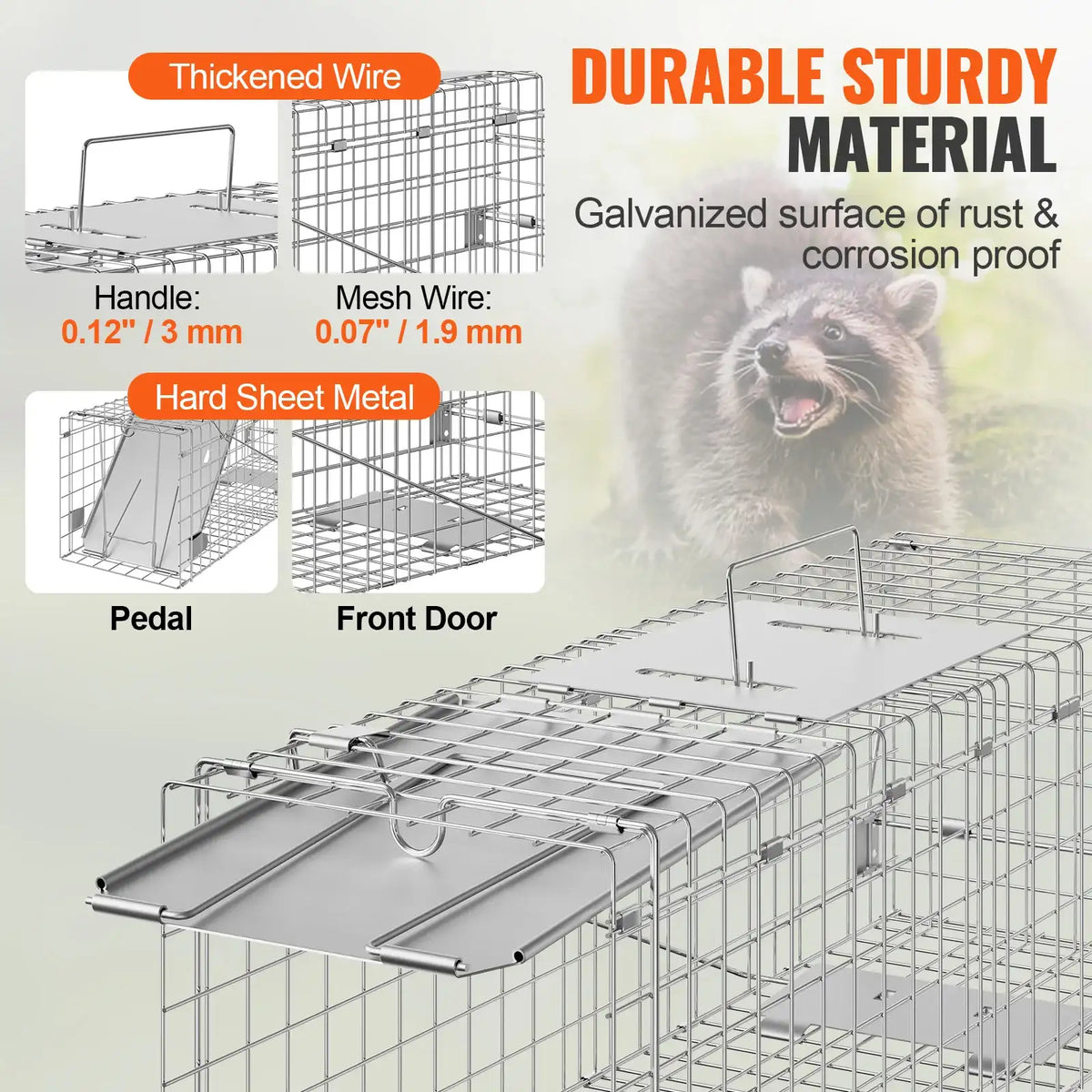 SucceBuy Piège pour animaux vivants Cage de contrôle des rongeurs et des chats Pliable avec poignée pour lapins, chats errants, écureuils, ratons laveurs, marmottes