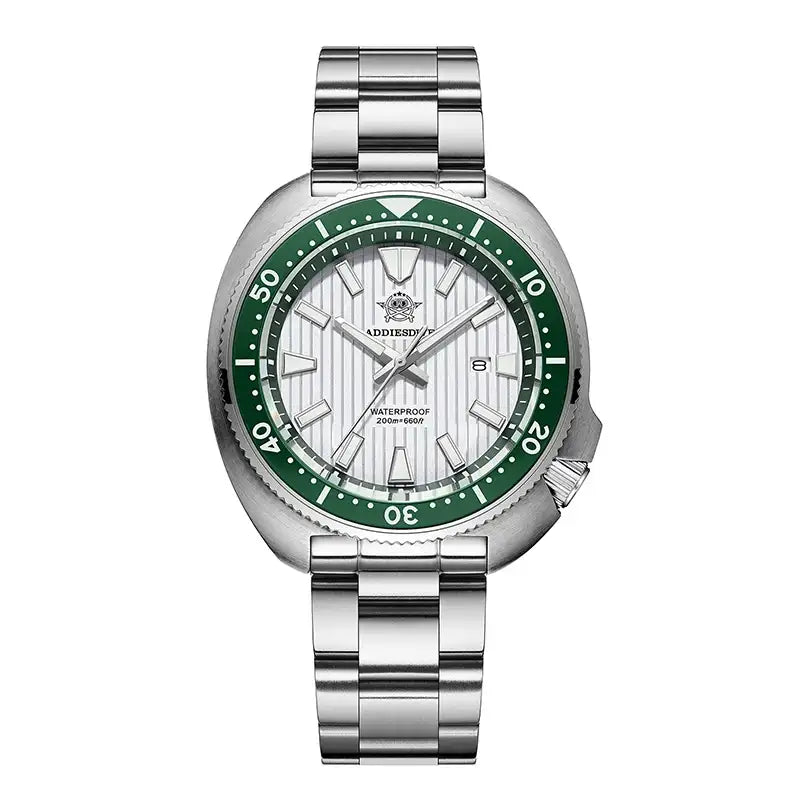 ADDIESDIVE Herren-Outdoor-Quarzuhr, neu, 200 m Tauchtiefe, BGW9 Super Blue Leuchtanzeige, Saphirglas, Herrenuhr aus Edelstahl