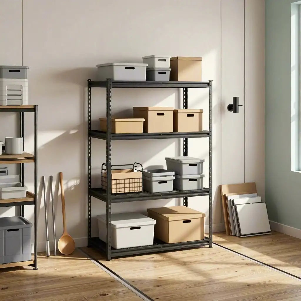 Étagère de rangement robuste réglable à 4 niveaux, capacité de charge de 2400 lb, étagère de rangement pour salon, étagère de présentation polyvalente pour garage, entrepôt, sous-sol, maison
