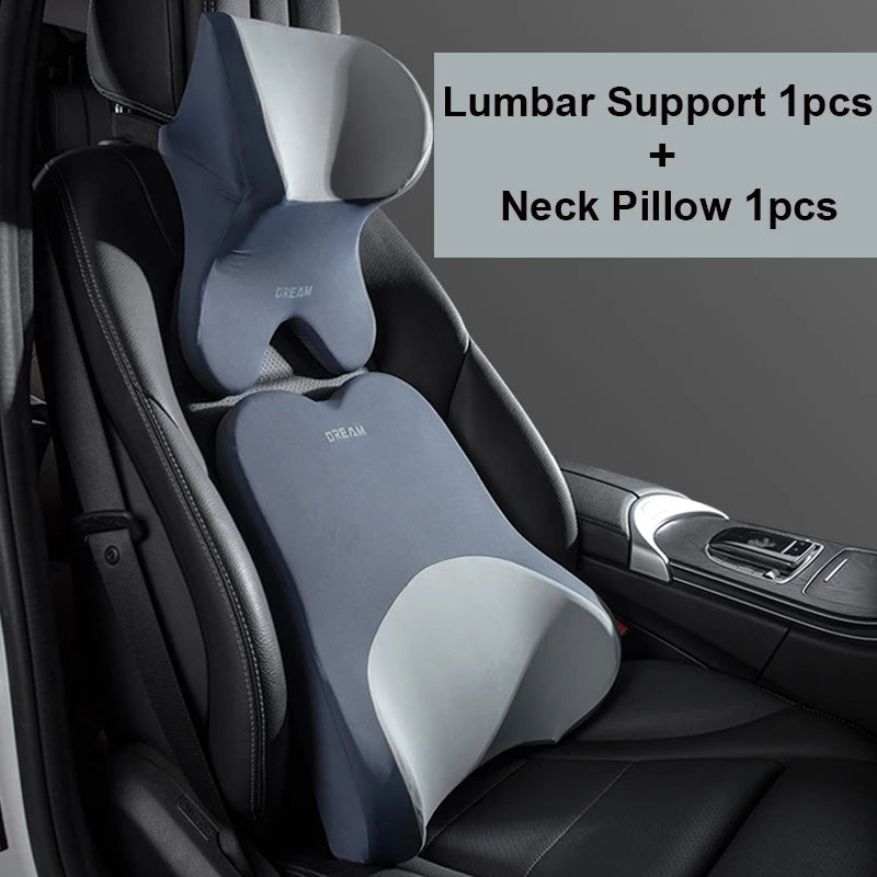 Appui-tête de voiture lombaire, coussin de soutien pour le cou, oreillers de cou universels doux, coussin lombaire en mousse à mémoire de forme pour voiture, soutien du dos