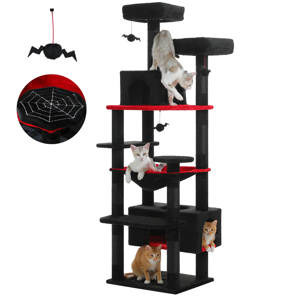 Torre rascador para gatos extragrande de varios niveles con hamaca y condominio