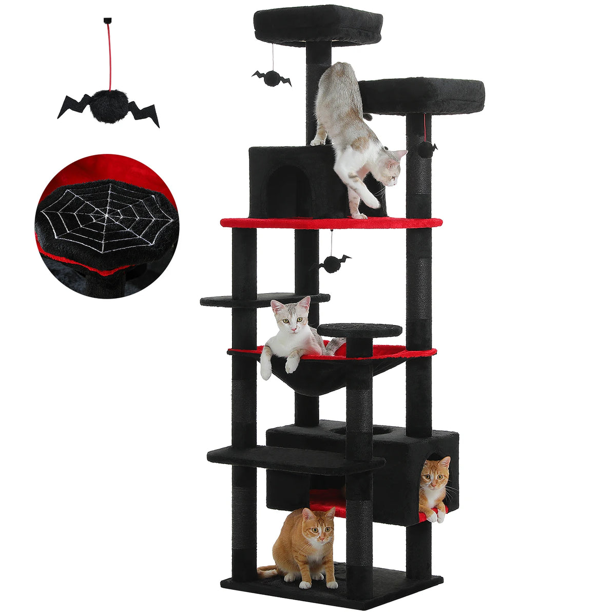 Torre rascador para gatos extragrande de varios niveles con hamaca y condominio