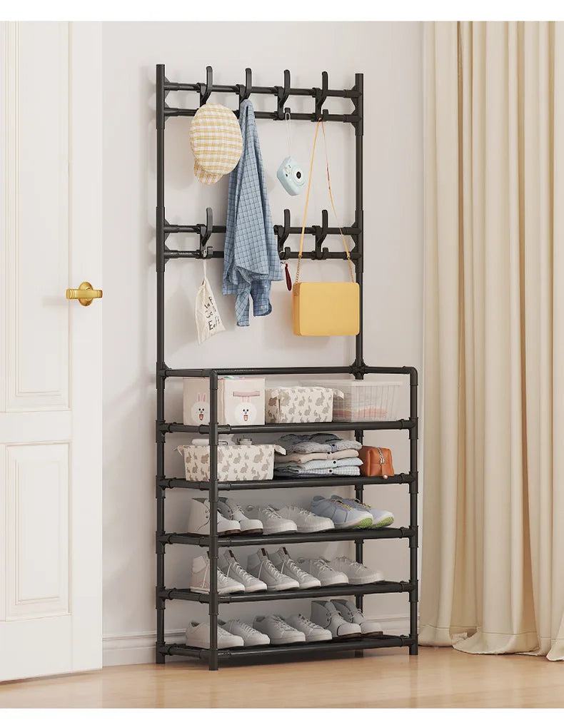 Shoe Rack Simple Door Household Integrated Hanger Multi-layer Storage Shoe Cabinet Floor Rack Shoes