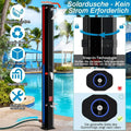 Ducha solar exterior independiente de 60 L, duchas de piscina para exteriores, columna de ducha solar de 228 cm de altura con cabezal giratorio de 360°