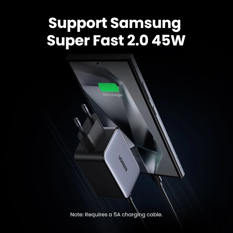 UGREEN 65W GaN Charger 4 Ports USB C Fast Charger Quick Charge 3.0 PD 3.0 For Macbook Air Laptops Tablet iPhone 17 16 15 Pro Max