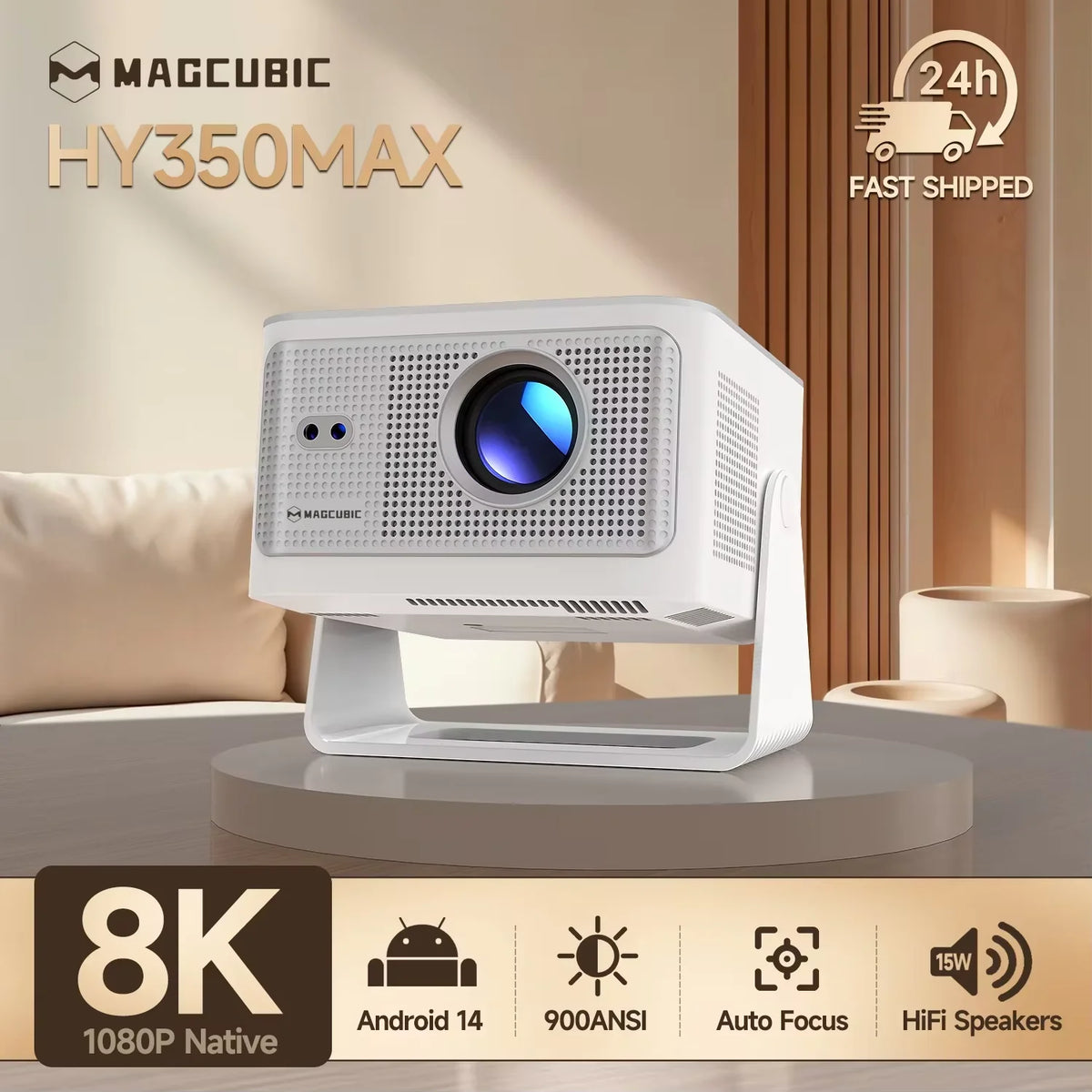 Magcubic HY350Max Projector – 900ANSI, 1080P, Android 14, WiFi6