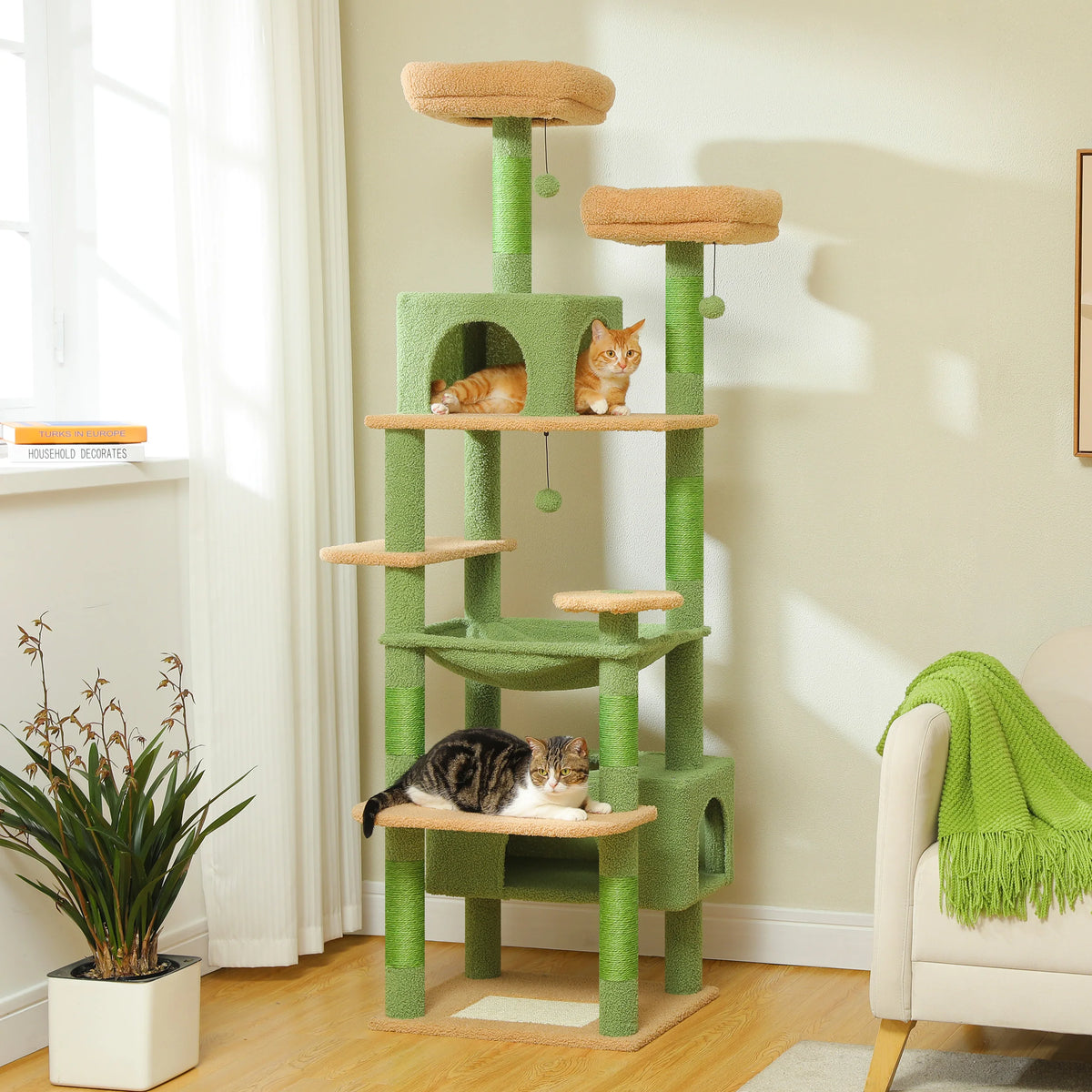 Torre rascador para gatos extragrande de varios niveles con hamaca y condominio