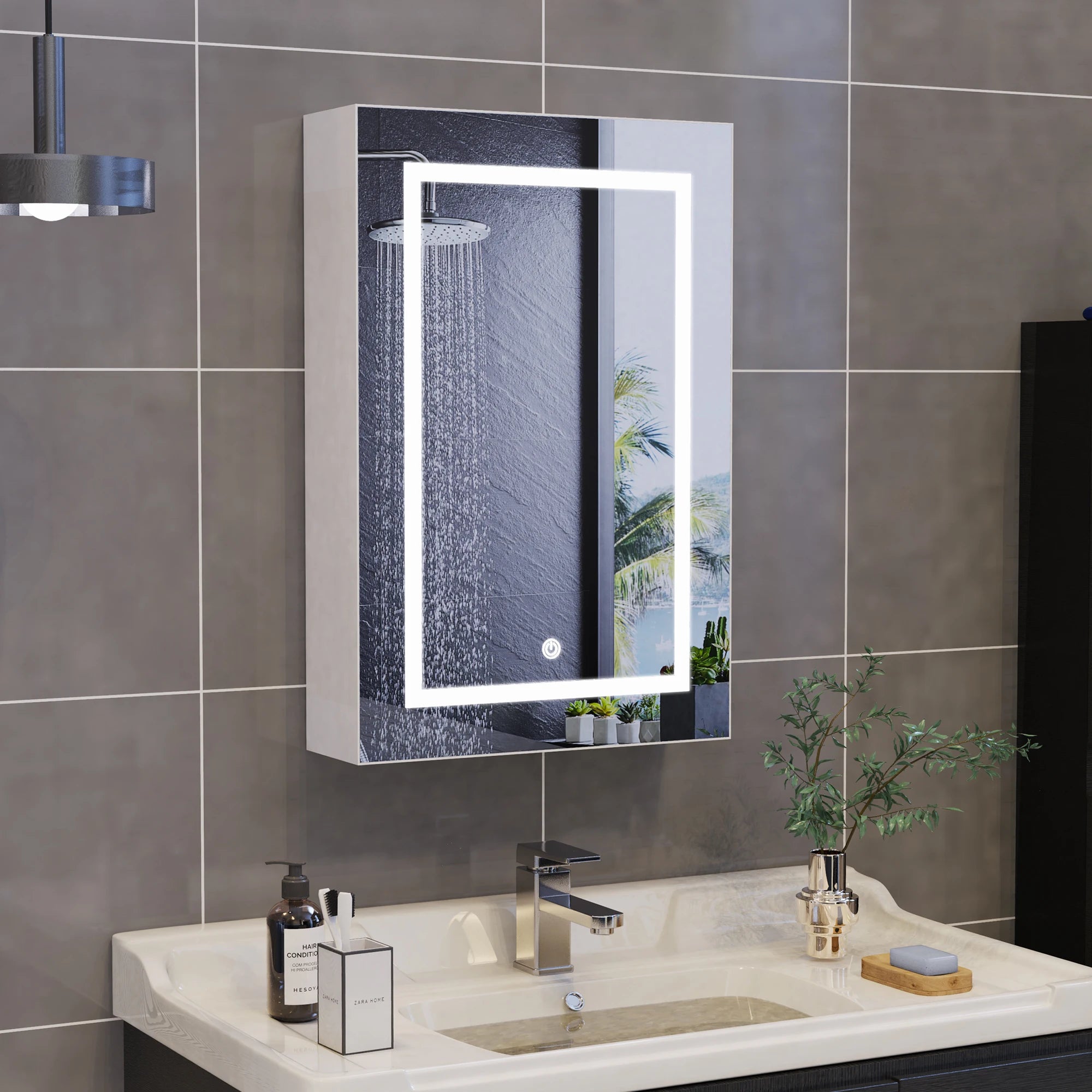 Armoire de toilette à LED Rosahqnda anti-buée, intensité variable à 3 températures de couleur, blanche