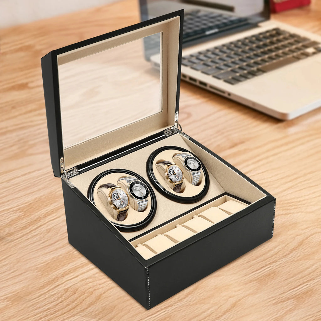 Caja para relojes automáticos de 4+6 espacios – Estuche expositor de joyería en piel sintética
