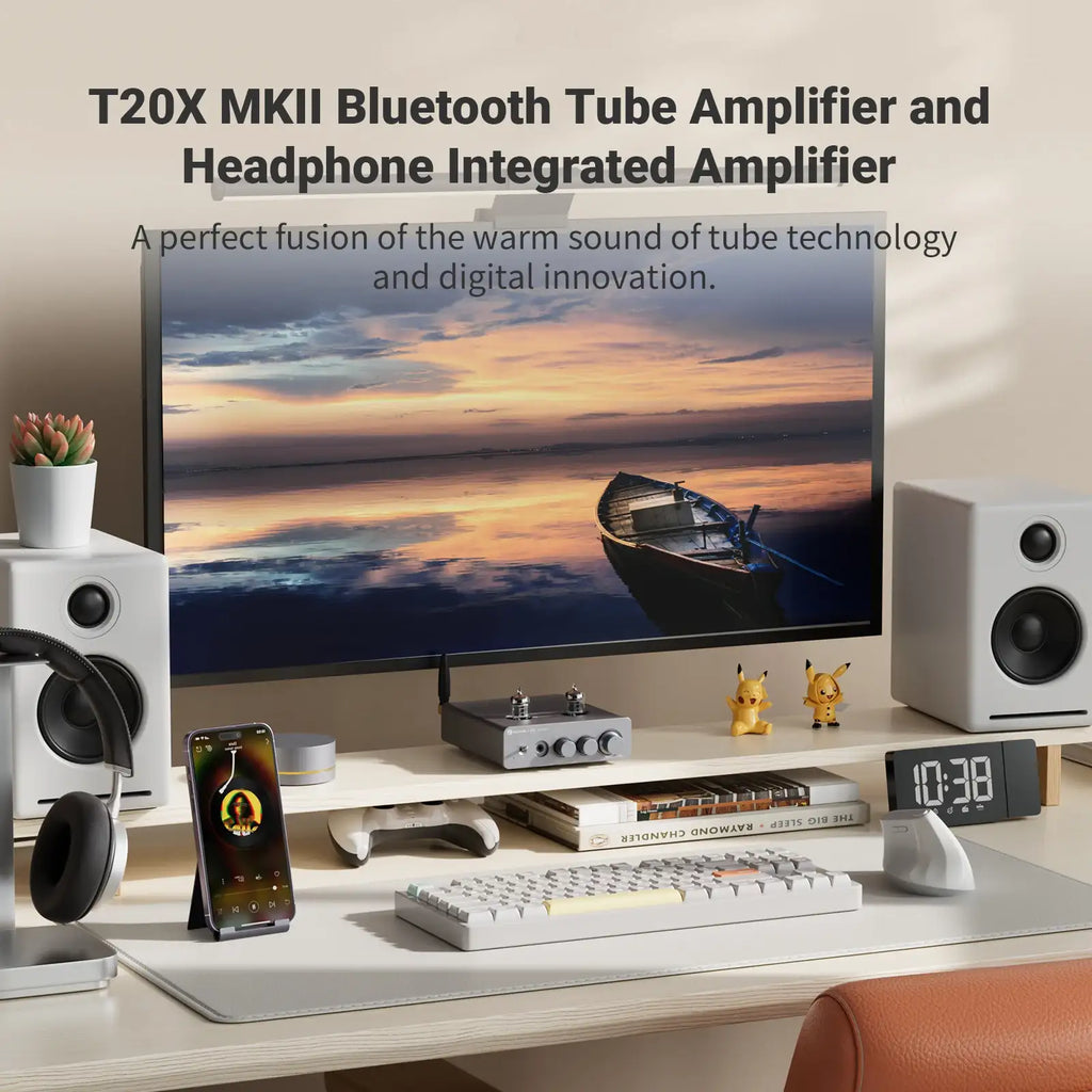 Fosi Audio T20X MKII TPA3255 300 W Bluetooth-Röhrenverstärker, integrierter Class-D-Stereo-Leistungsverstärker für Heimkino-Lautsprecher