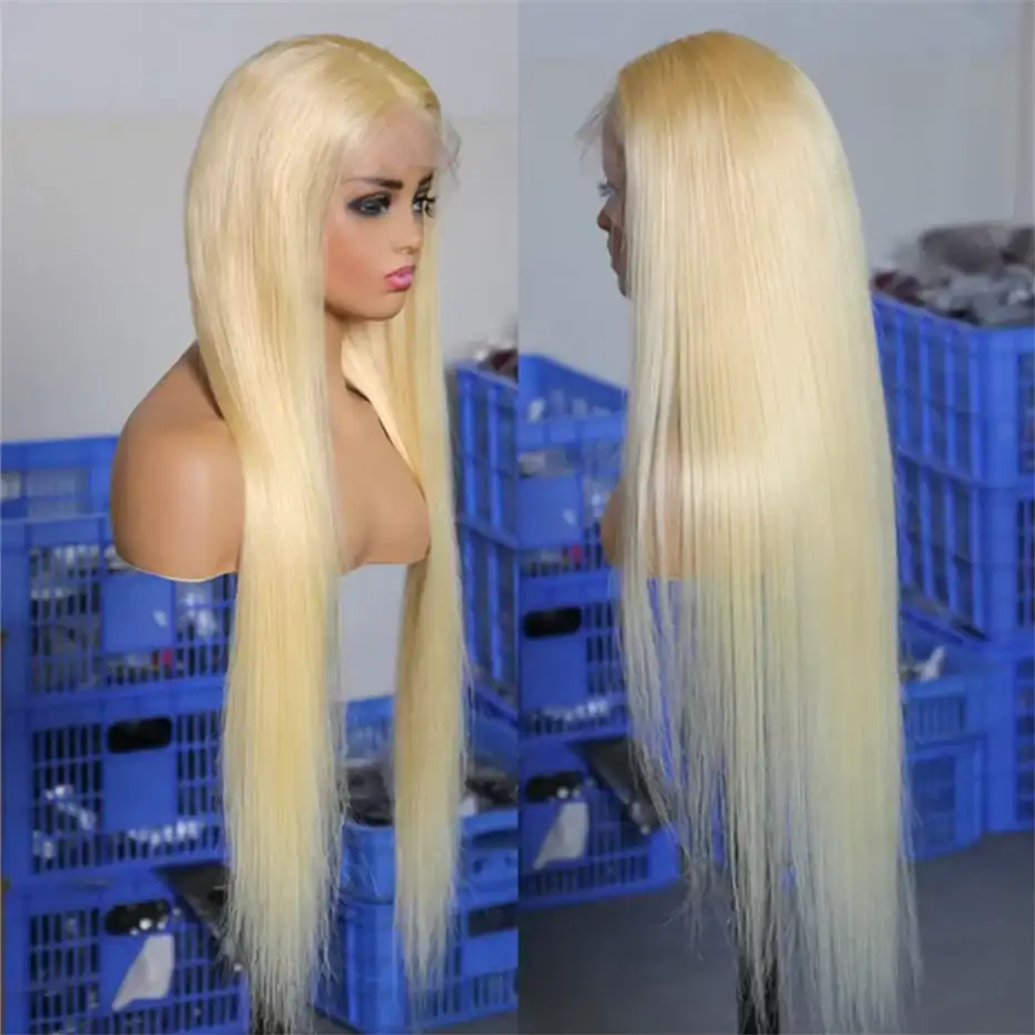 Perruque lace front blonde 613 lisse avec options 13x4 ou 13x6