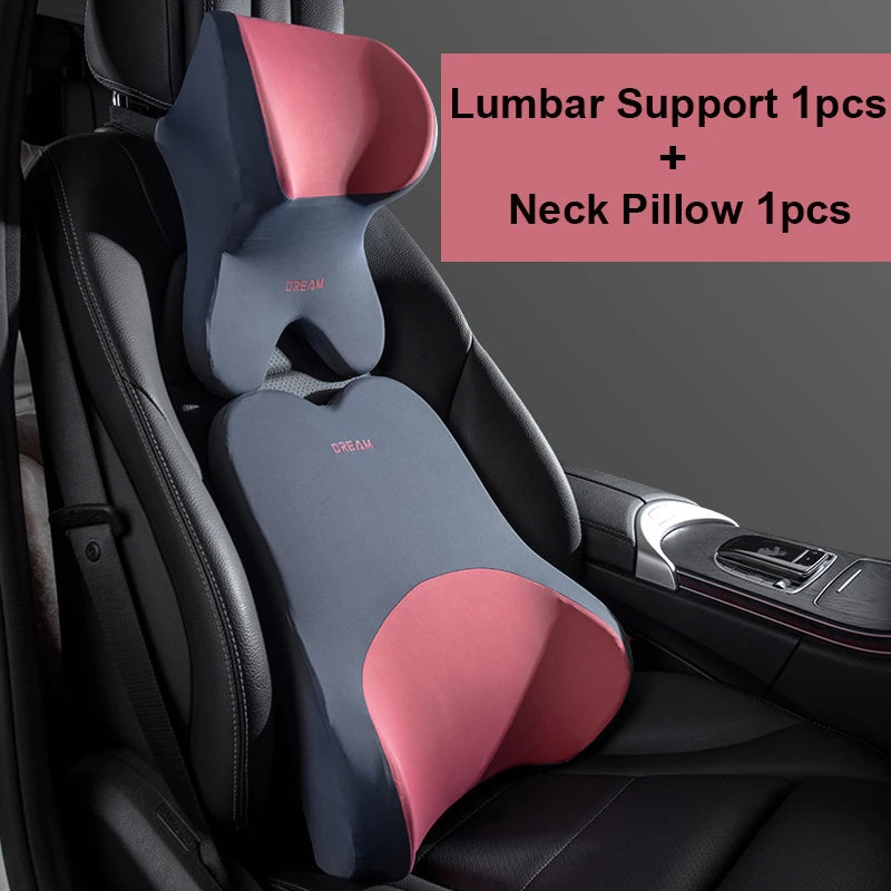 Appui-tête de voiture lombaire, coussin de soutien pour le cou, oreillers de cou universels doux, coussin lombaire en mousse à mémoire de forme pour voiture, soutien du dos