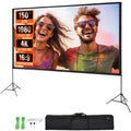 SucceBuy Projektionsleinwand mit Ständer, 150 Zoll, 16:9, 4K 1080 HD, tragbare Projektionsleinwand für Zuhause, Büro, Garten, Filmtheater und Kino
