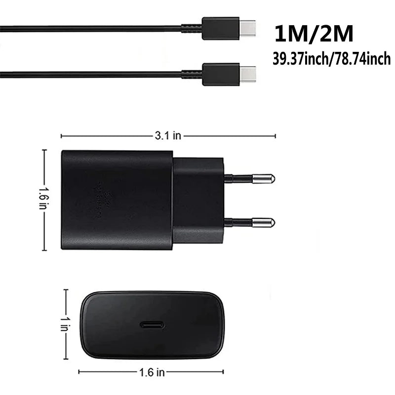 25W USB C PD Super Fast Charger Type C Wall Power Adapter USB C to Type C Fast Charging Cable For Samsu Galax S22 S21 S20 Note10
