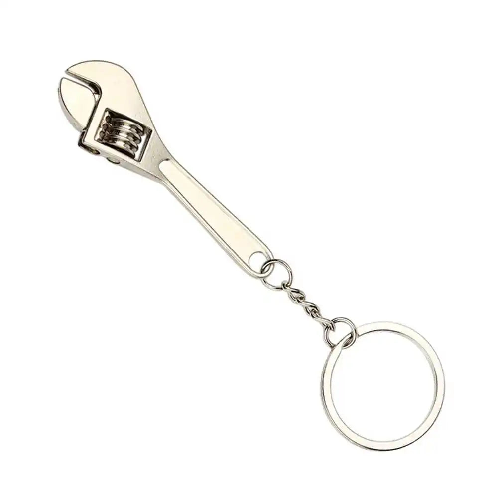 Mini Adjustable Wrench Shaped Metal Keychain Universal Portable Car Hanging Pendant Vehicle Key Ring Accessory