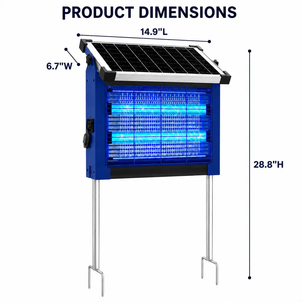 Anti-moustique solaire extérieur étanche, Destructeur d'insectes sans fil haute puissance 4500V, Rechargeable double solaire et USB pour patio et jardin