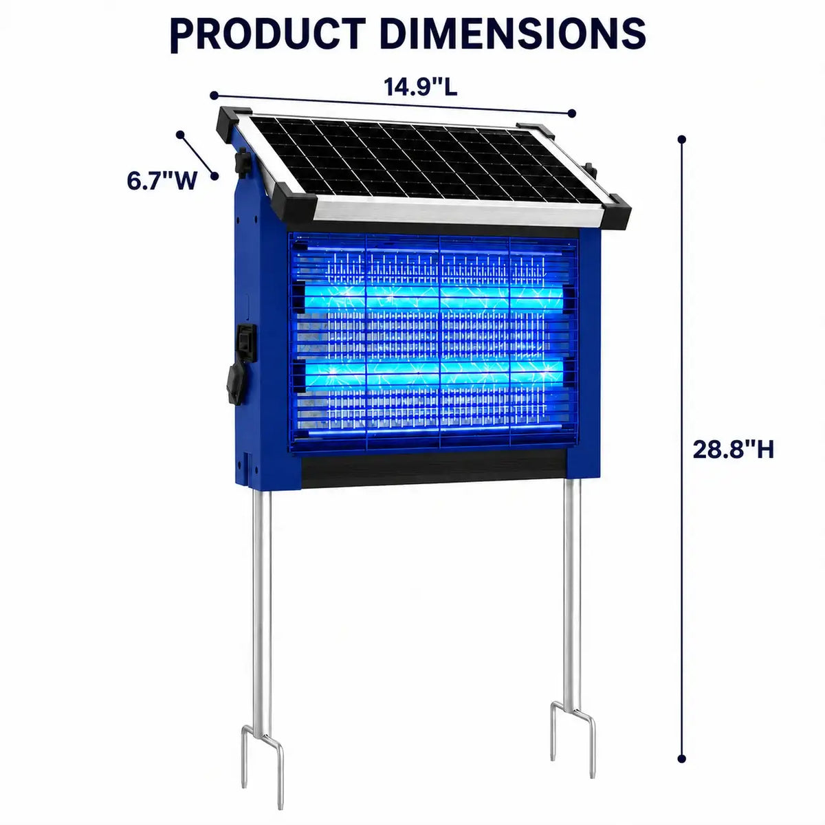 Anti-moustique solaire extérieur étanche, Destructeur d'insectes sans fil haute puissance 4500V, Rechargeable double solaire et USB pour patio et jardin