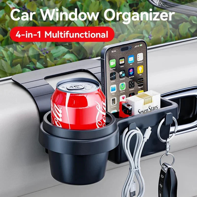 Car Cup Stand Phone Holder Mount Tray Side Door Window Storage Barrel Green Sir Loin