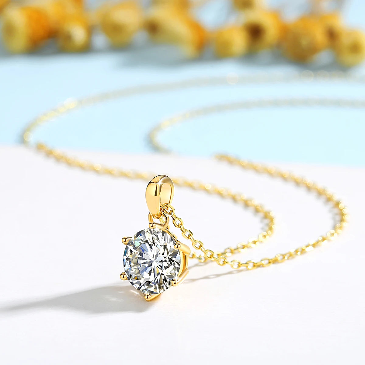 Sparkly 1ct/2ct/3ct Solitaire Round Moissanite Pendant Necklace D VVS1 14k Gold Hollow With Certificate Daily Wear Gift for her