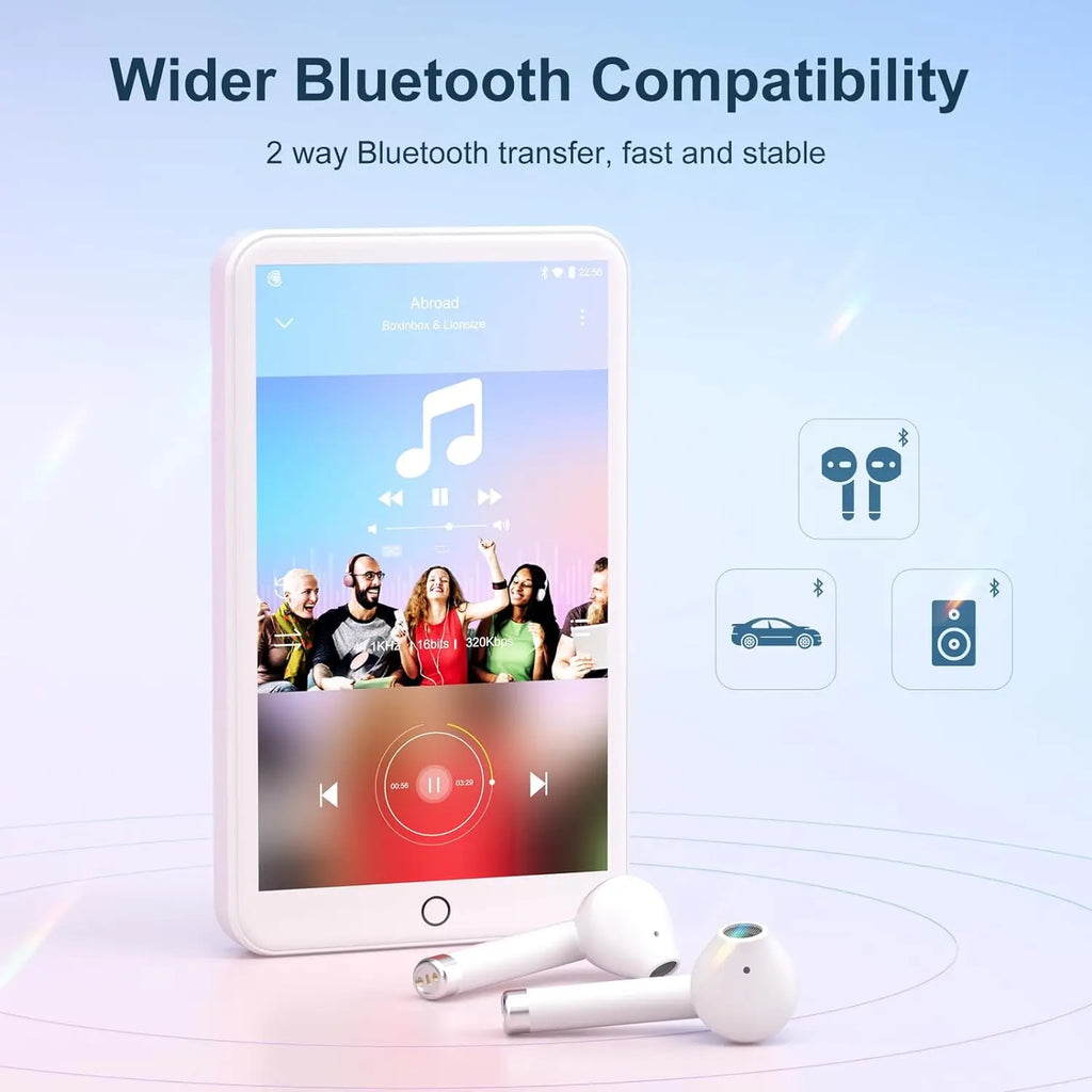 MECHEN 16GB MP3-Player mit Android 9.0, Bluetooth und WiFi, mit Spotify, Audible und Pandora, bis zu 512 GB (Weiß)