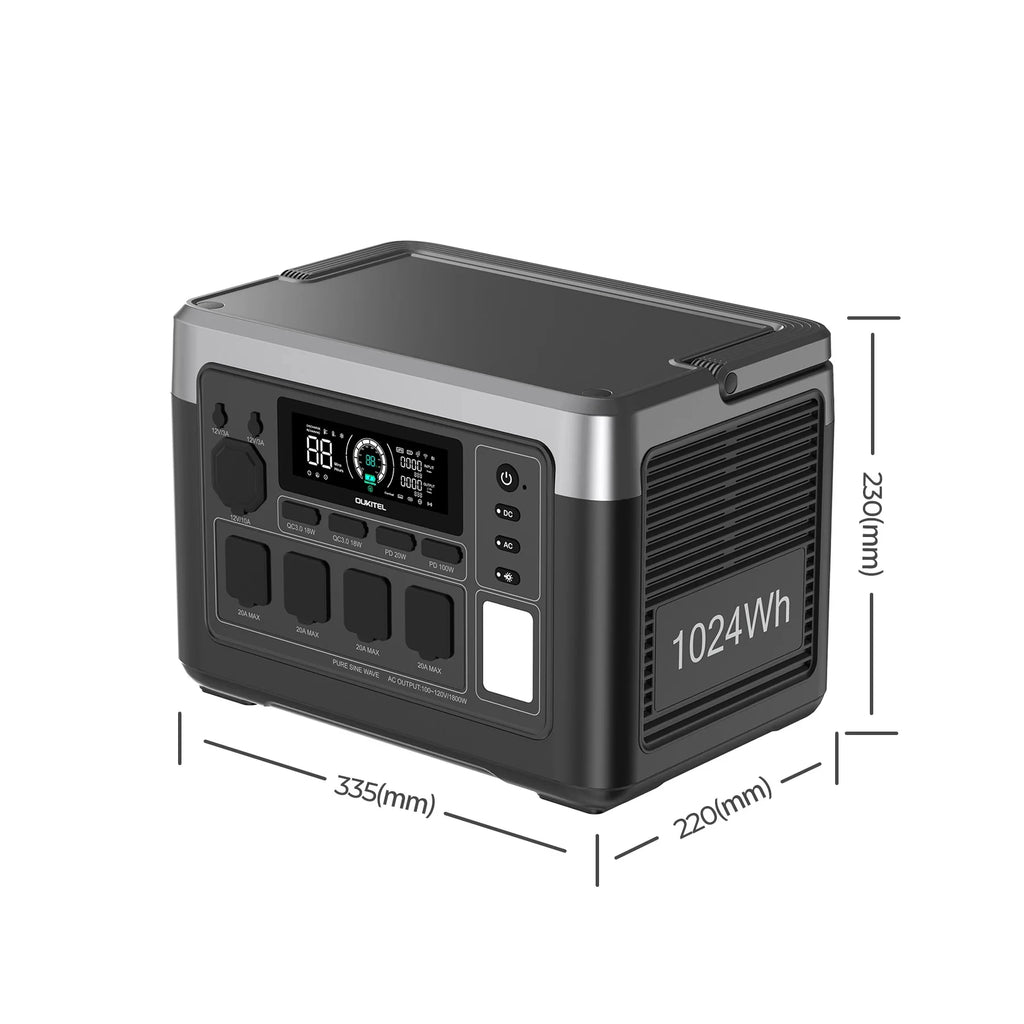 Estación de energía OUKITEL P1000 PLUS – 1800W, 1024Wh, LiFePO4